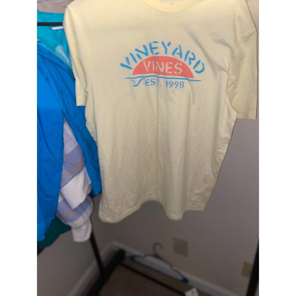 Vineyard Vines Yellow Tee with Blue and Red Logo